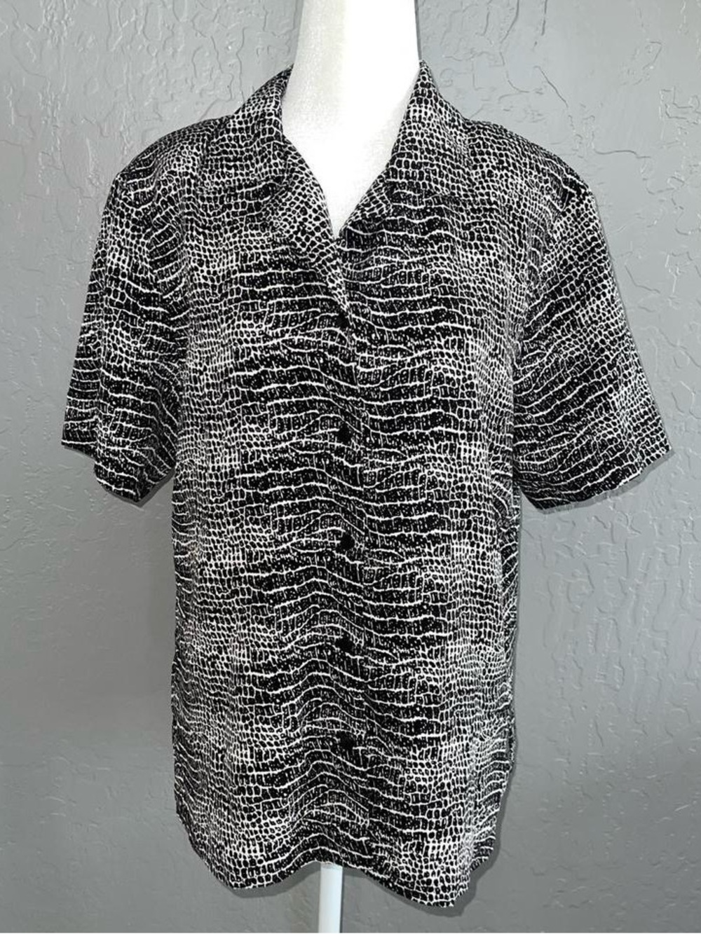 women’s crocodile print button down blouse